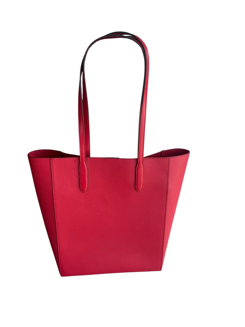 Michael Kors Red Saffiano Leather Tote Bag + Matching Key Wallet Charm - Picture 2 of 5